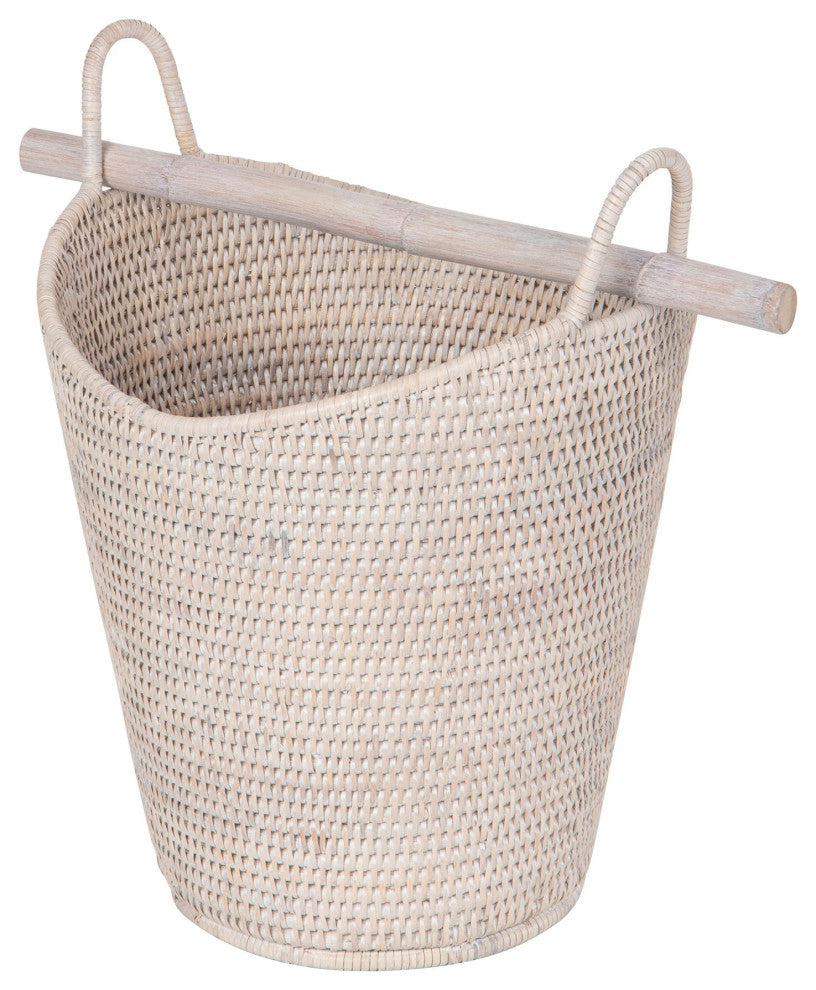 La Jolla Rattan Free Standing Toilet Roll Holder, Dipsenser, White-Wash