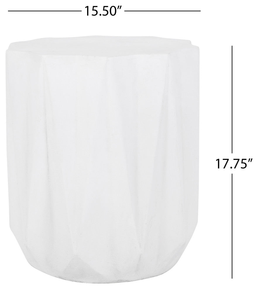 Cayce Outdoor Lightweight Concrete Side Table, Antique White