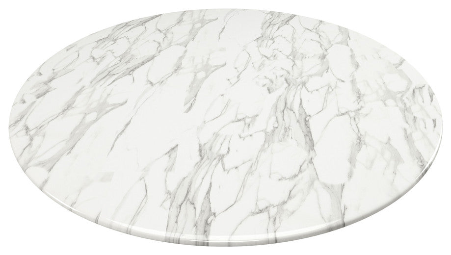 40" White And Gold Marble And Metal Dining Table
