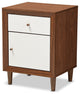 Harlow Mid-Century White and Walnut Wood 1-Drawer/1-Door Nightstand