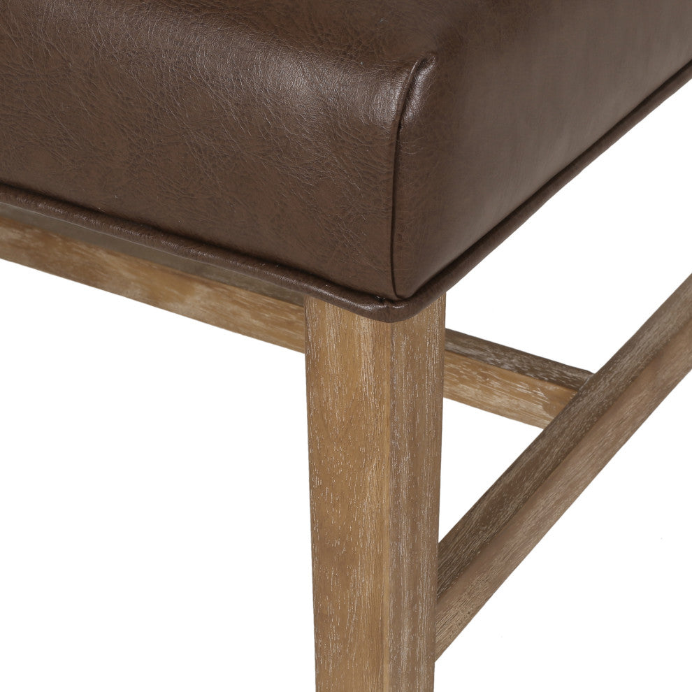 Loyning Contemporary Tufted Dining Chairs (Set of 2), Dark Brown/Natural, Faux Leather
