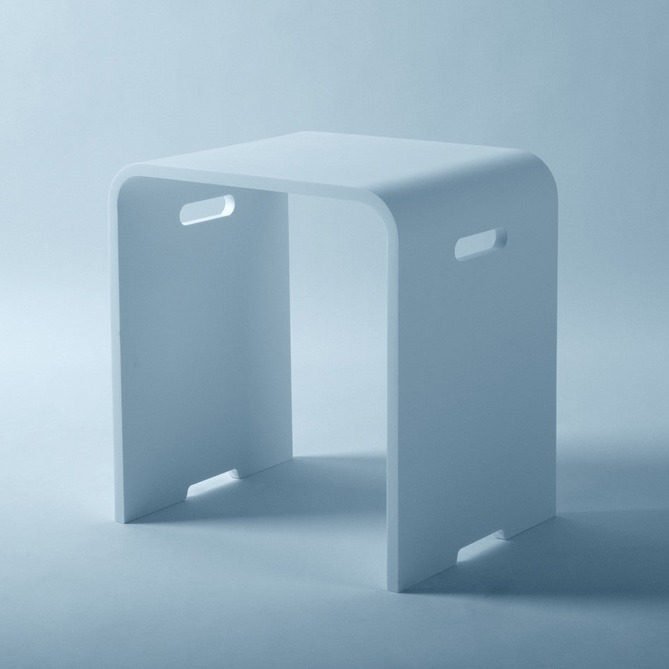 ADM Curved Bath Stool, Glossy White, 16"