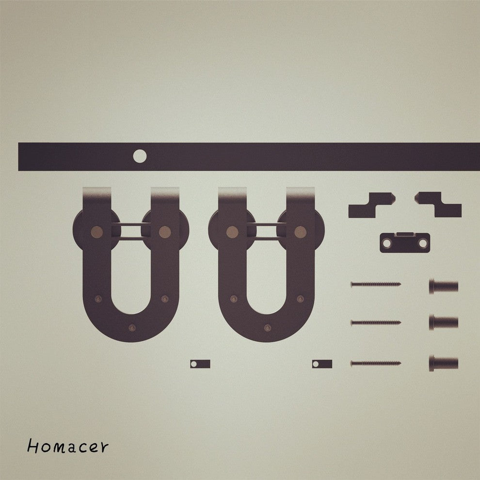 Mini Sliding Barn Door Hardware Kit, Horseshoe Design, 42", Single