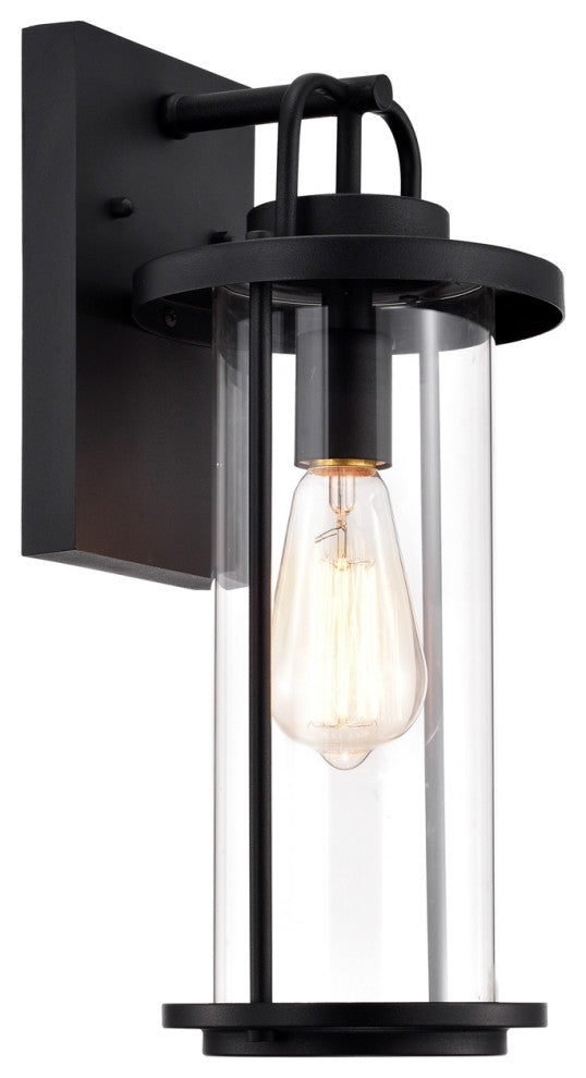 Landry Transitional 1 Light Textured Black Outdoor Wall Sconce 16" Height
