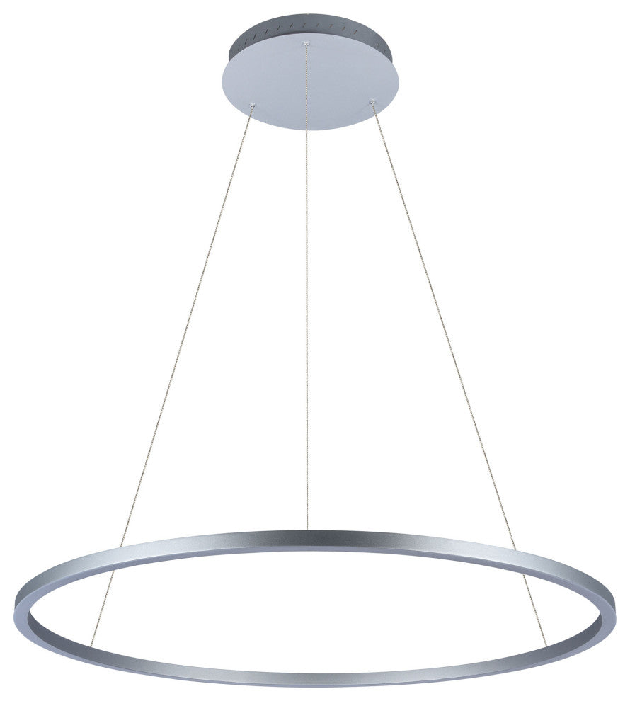 39" Tania LED Circular Chandelier, Adjustable Suspension Fixture, Silver