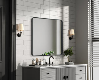 Home Living Contour Metal Rectangle Mirror 36x36, Black