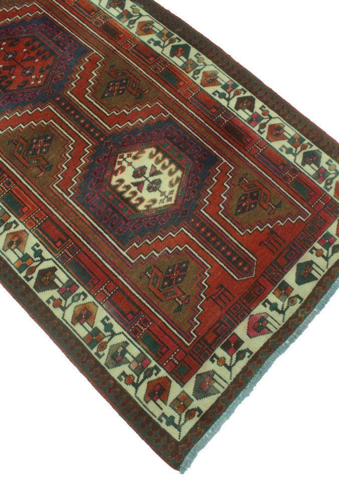 Fine Vintage Distressed Dilar Rust/Brown Runner, 3'4x11'0