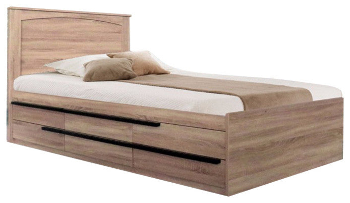 Luxurious Full Size Chest Bed With 6 Storage Drawers, Brown Finish.