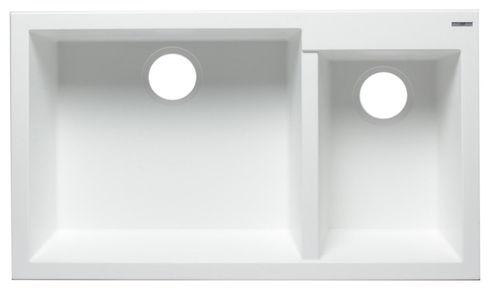 ALFI brand AB3319UM-W White 34" Double Bowl Granite Composite Kitchen Sink
