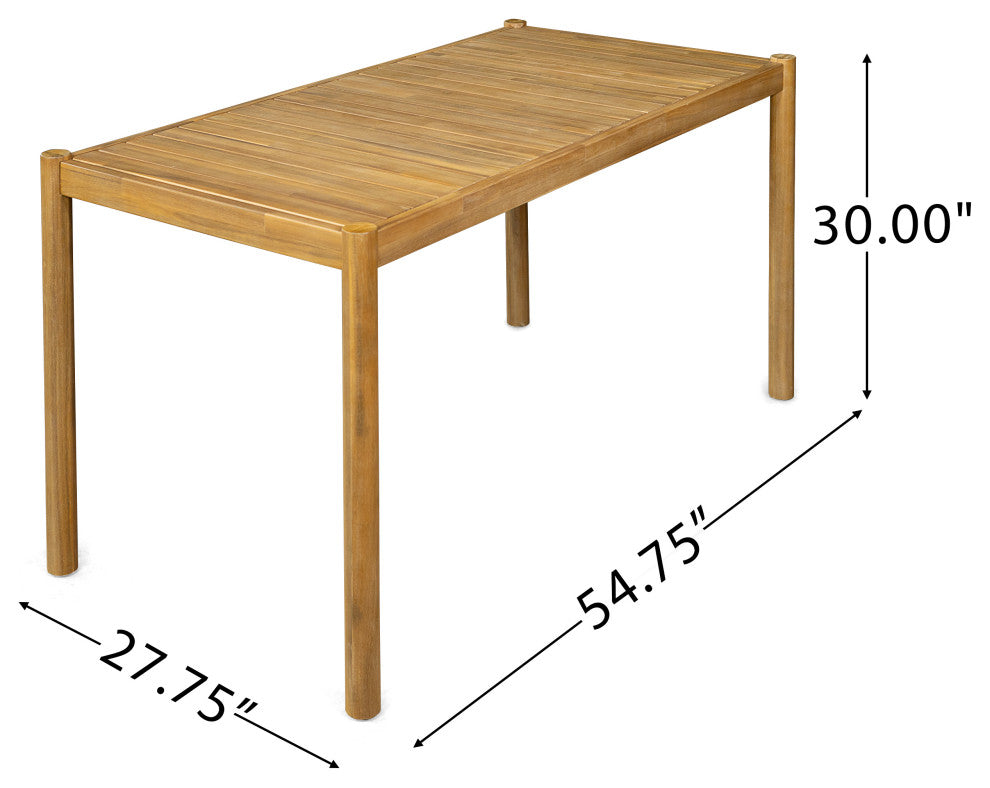 GDF Studio Outdoor Acacia Wood Dining Table, Light Teak, Light Teak