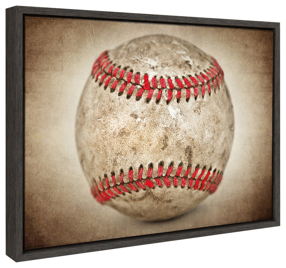 Sylvie Vintage Hardball Framed Canvas by Shawn St. Peter, Gray 18x24