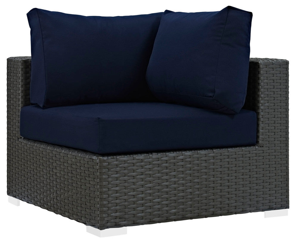 Canvas Navy Sojourn 7 Piece Outdoor Patio Sunbrella Sectional Set