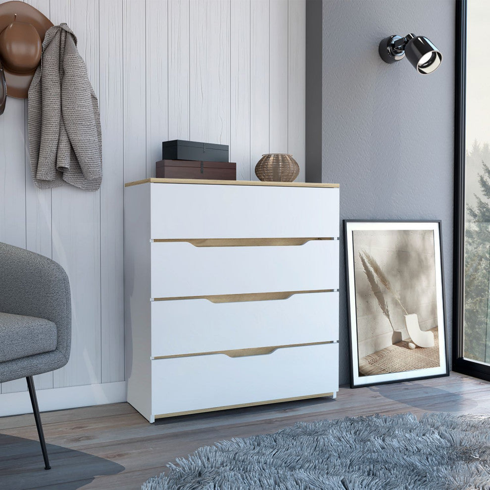 Aralia Drawer Dresser, White / Light Oak