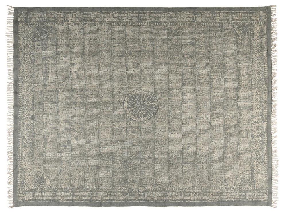 8" x 10" Sky Gray Distressed Medallion Area Rug