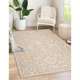 Resort Heriz Area Rug, Beige, 5'3"x7'3"