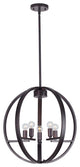 5 Light Globe Chandelier, Antique Bronze