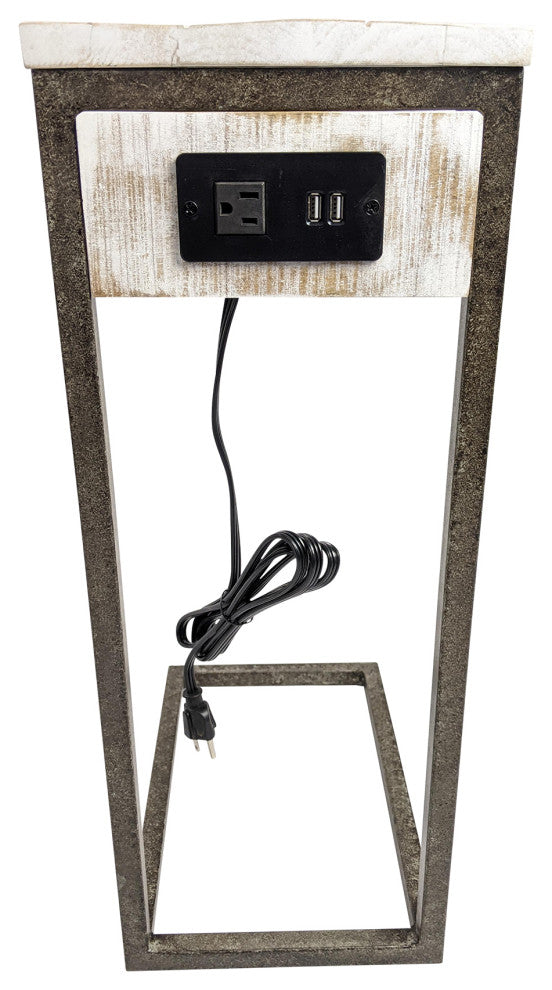 Chloe Laptop Table with USB Ports, Natural Driftwood and Aged Iron
