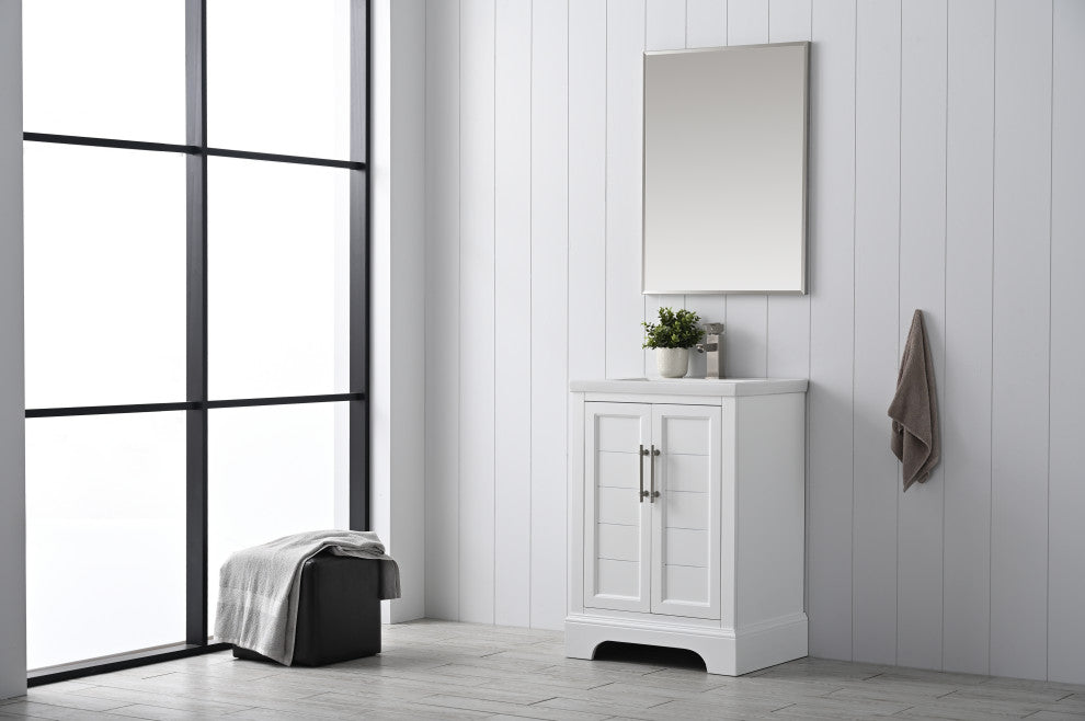 Vanity Art Bathroom Vanity With Sink & Top, White, 24", White Ceramic