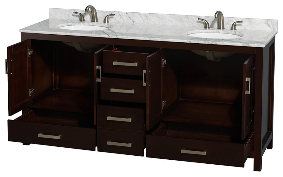 Wyndham WCS141472DESCMUNOMXX 72 Inch Single Vanity with Carrera Marble Top