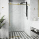 VIGO Elan E-Class 44" to 48" W x 76" H Frameless Sliding Shower Door, Matte Gold, Clear Glass