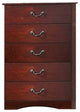 Bran 48 Inch 5 Drawer Tall Dresser Chest, Pine Wood, Grains, Cherry Brown