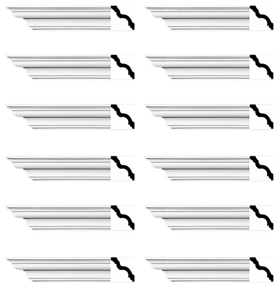 Cornice White Urethane Hopewell Simple Design 12 Pieces Totaling 1152" Length