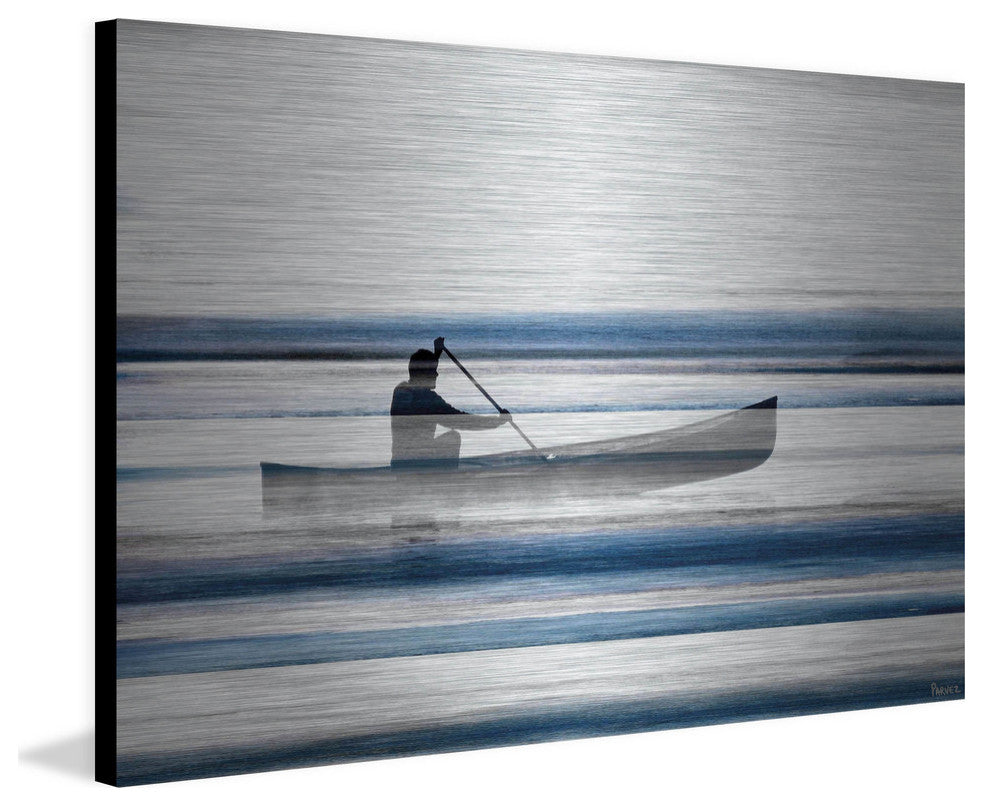 "Blue Lake Canoe" Print on Brushed Aluminum, 36"x24"