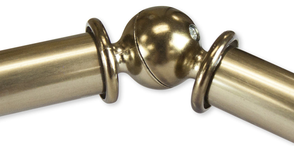 Fabritio 13/16 inch Corner Window Curtain Rod, Antique Brass, 28-48"