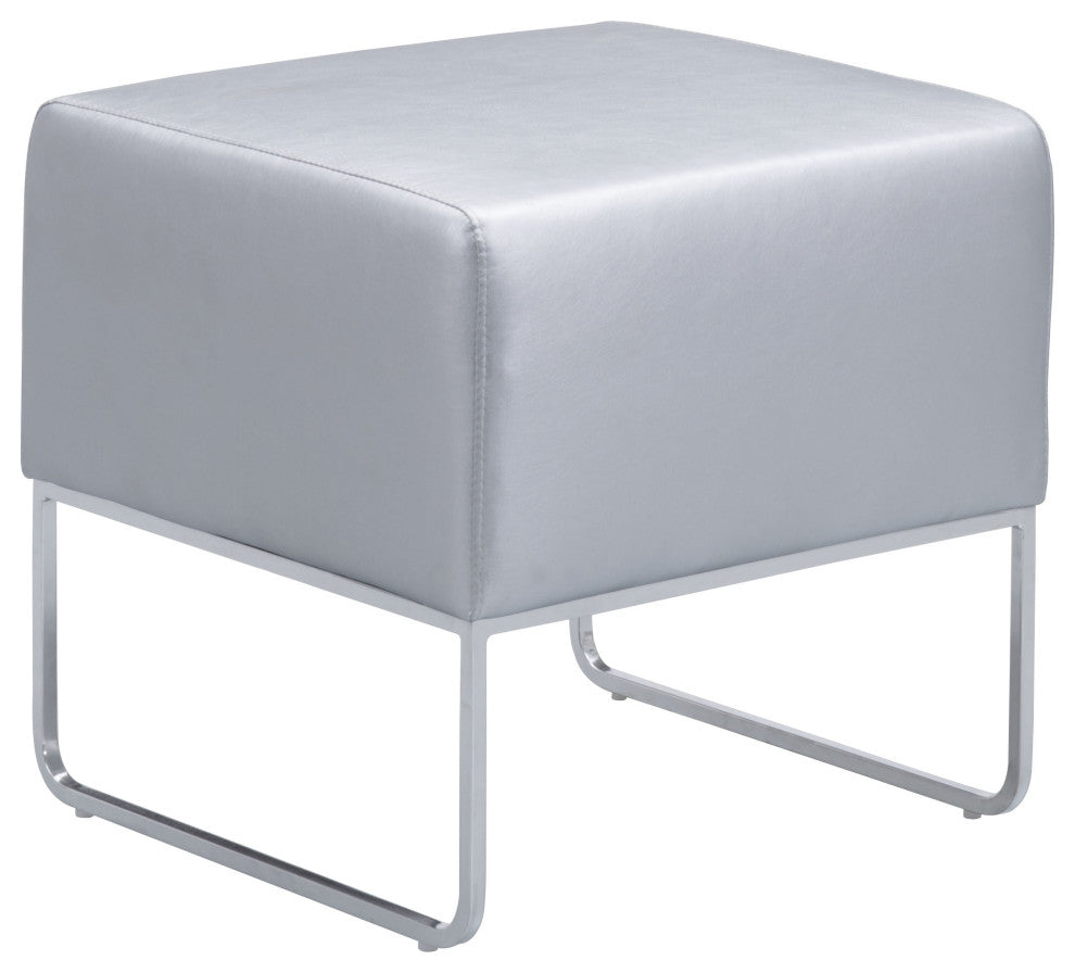 Plush Ottoman Silver