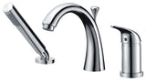 Single Handle Deck-Mount Roman Tub Faucet, Handheld Sprayer, Polished Chrome