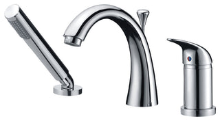 Single Handle Deck-Mount Roman Tub Faucet, Handheld Sprayer, Polished Chrome