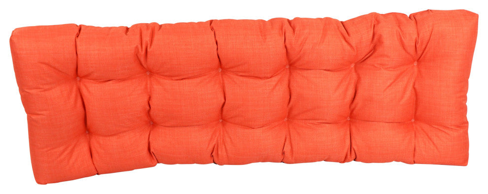 60"X19" Tufted Solid Outdoor Spun Polyester Loveseat Cushion, Tangerine Dream
