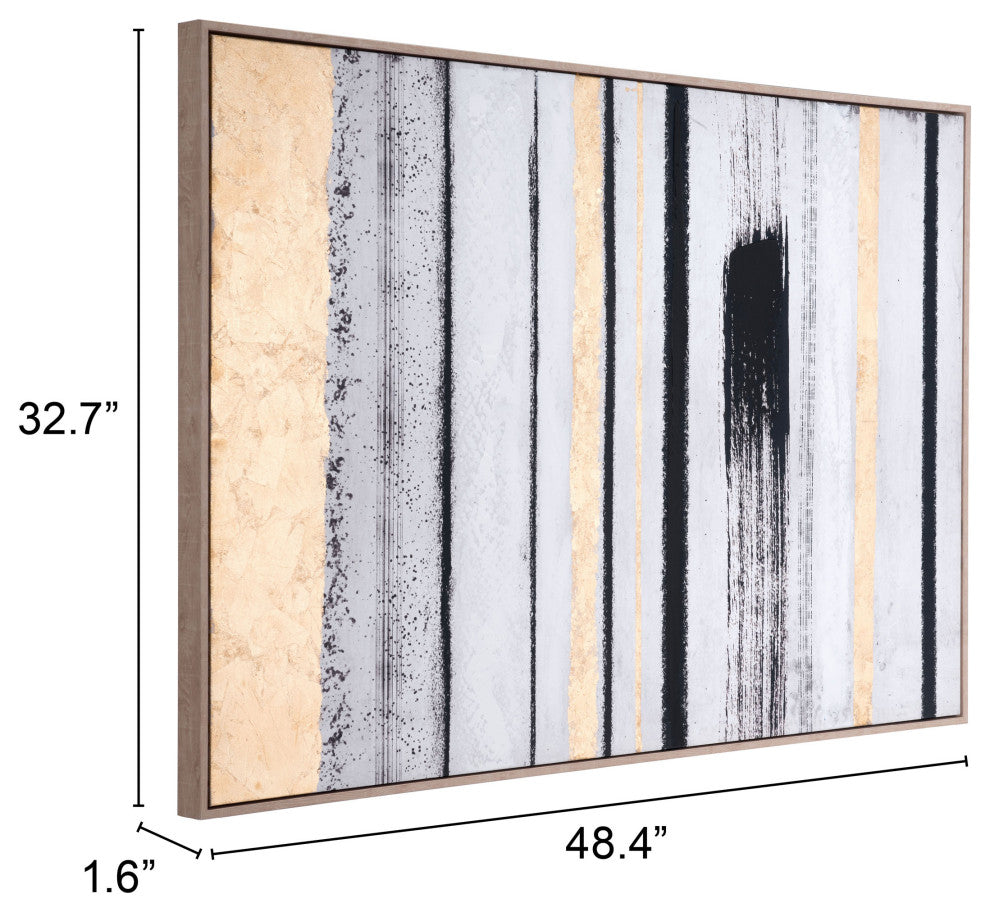 Vertical Brush Strokes Canvas Black & Gold