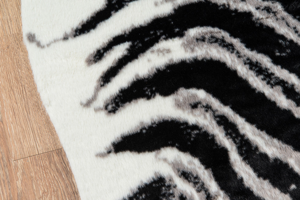 Erin Gates by Momeni Acadia Zebra Black Hand Woven Wool Area Rug 5'3"x7'10"