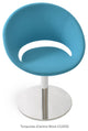 Crescent Round Chair, Stainless Steel Base, White Leatherette