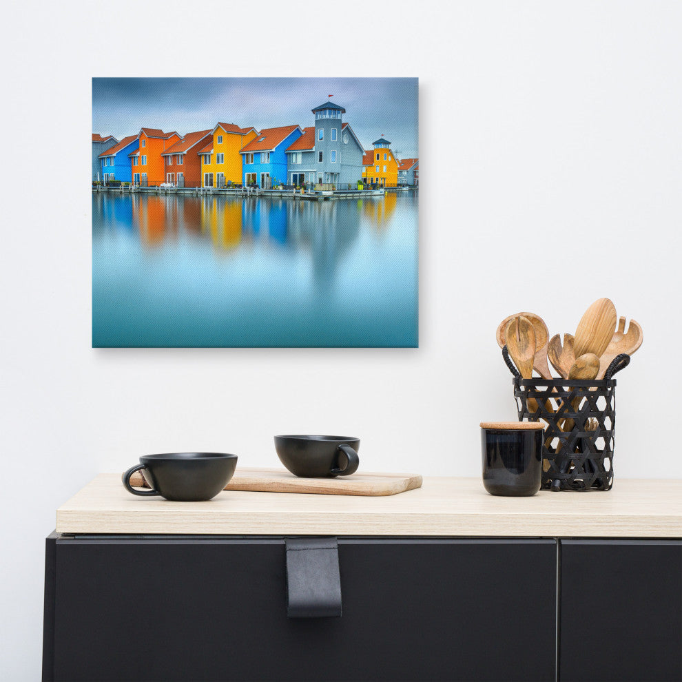 Blue Morning at Waters Edge Groningen Netherlands Canvas Prints, 16" X 20"