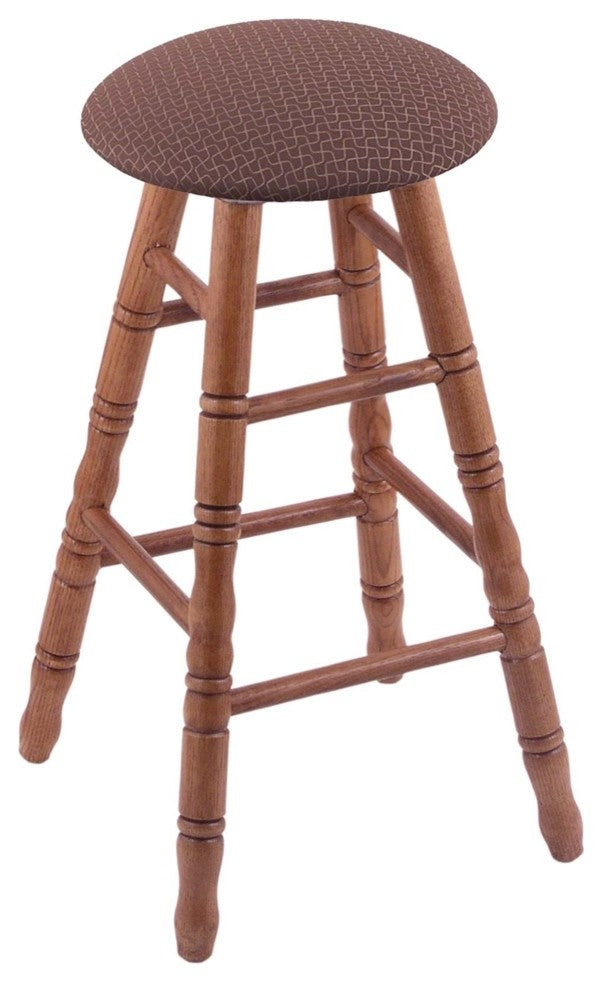 Holland Bar Stool, Oak Round Cushion Extra Tall Bar Stool, Turned Legs