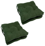 16" Solid Micro Suede Square Tufted Chair Cushions, Set of 4, Hunter Green