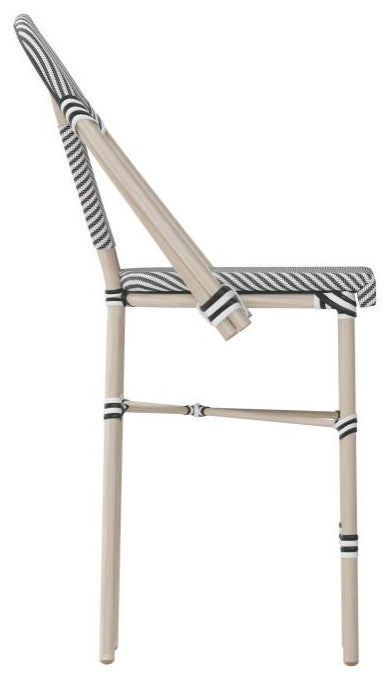 Marseille Stackable Indoor/Outdoor Bistro 26" High Barstool, Commercial Grade, Black & White/Light Natural Frame