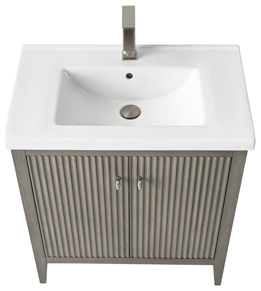 Vanity Art Freestanding Vanity, Driftwood Gray, 30", Single Sink, Brushed Nickel