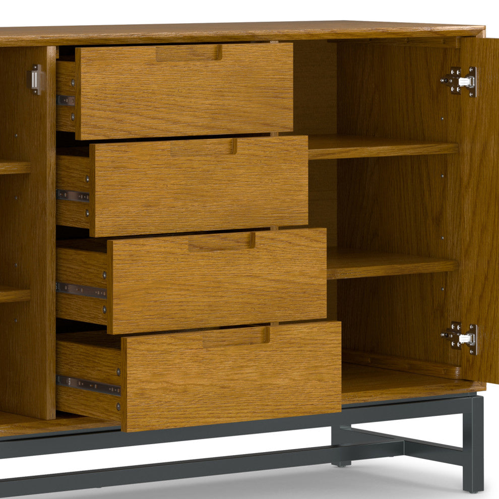 Banting Mid Century Sideboard With Centre Drawers, Oak Veneer