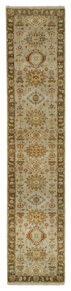 Beige Karijihooz Design, Hand Knotted, Soft Wool Oriental Rug, 2'7" x 12'1"