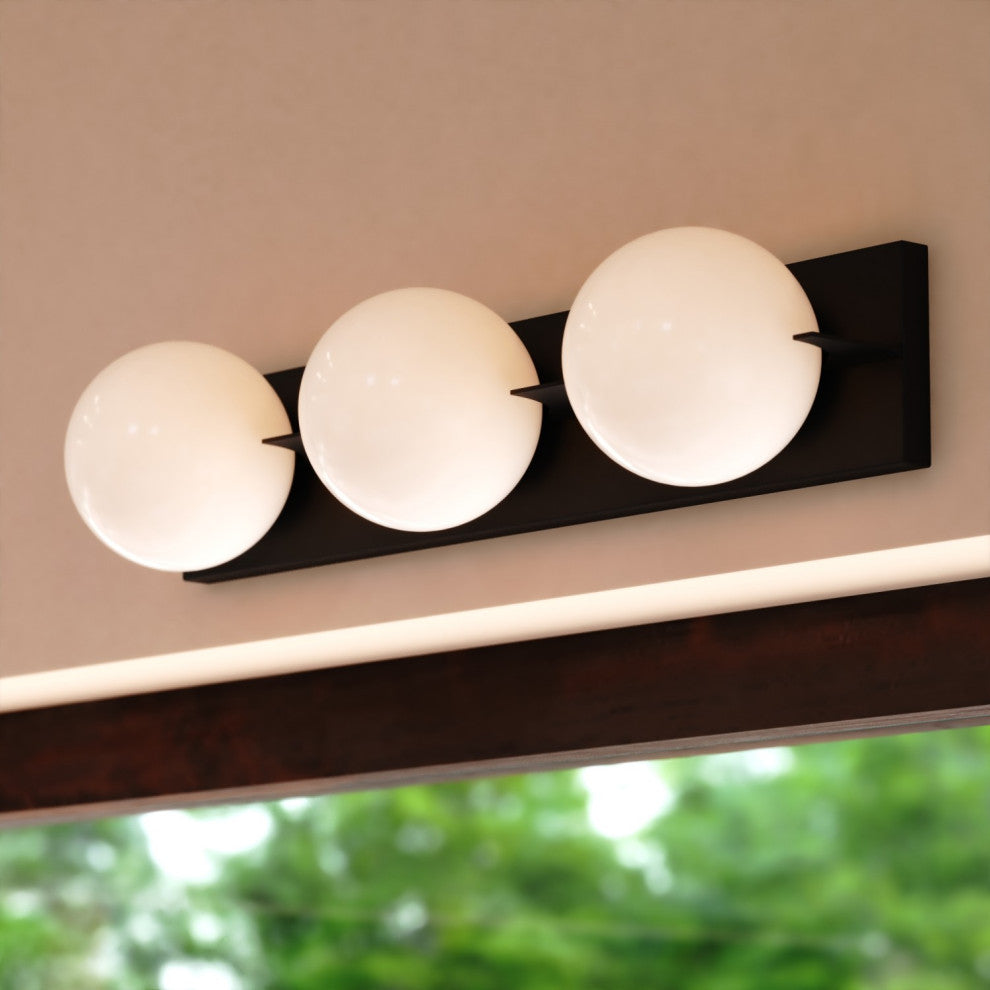 Parkview 3 Light Black Mid-Century Modern Bathroom Vanity Wall Fixture