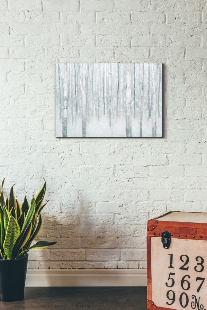 Epic Graffiti "Birches In Winter Blue" Giclee Canvas Wall Art, 18"x26"