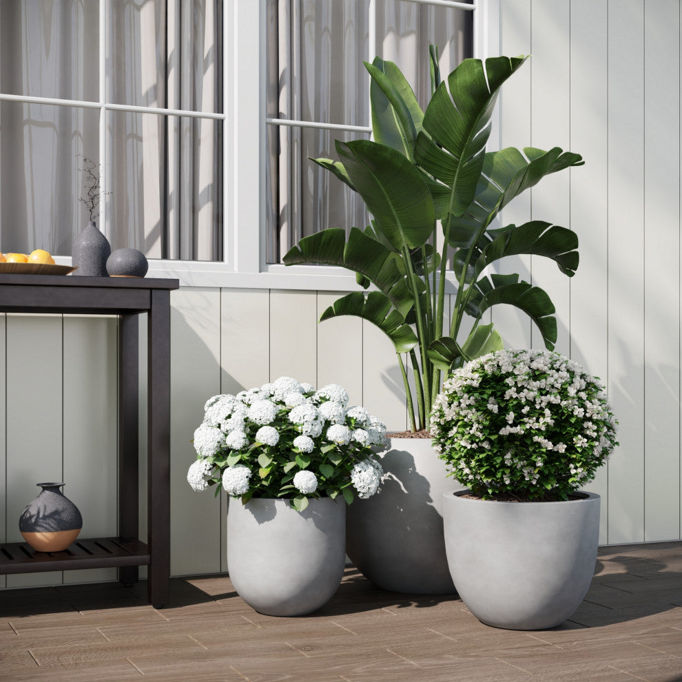DTY Signature Mount Sherman 1-piece Fiberstone Planter, Gray, Medium
