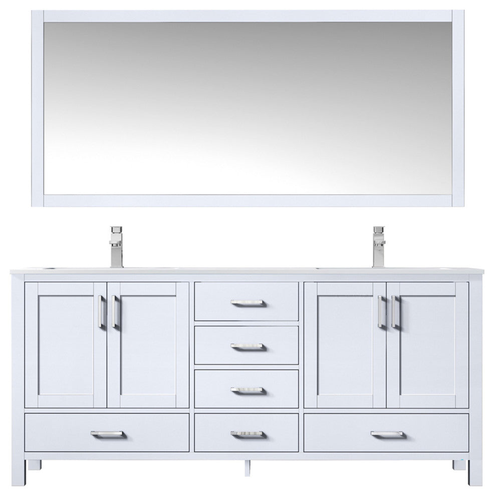 Jacques 72" White Double Vanity Set with White Carrara Marble Top