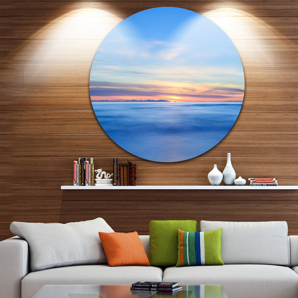 Corsica Island Sunset View Italy, Seashore Round Metal Wall Art, 23"