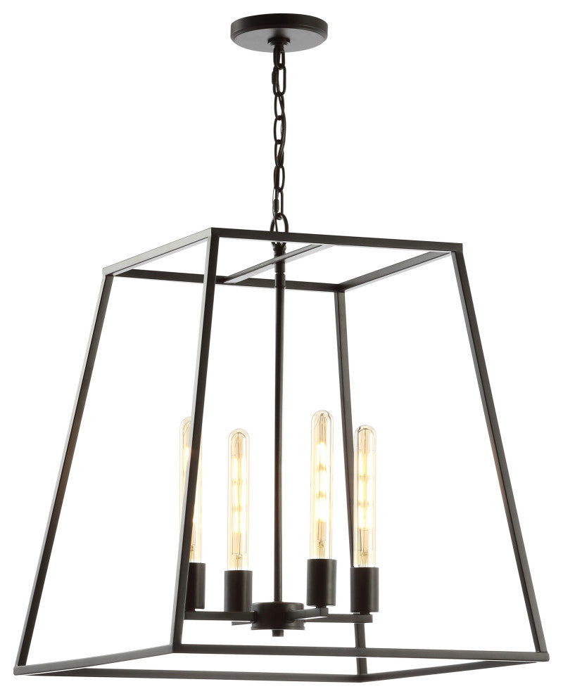 Hutson 4-Light 21" Iron Modern Angled LED Pendant, Black by JONATHAN  Y