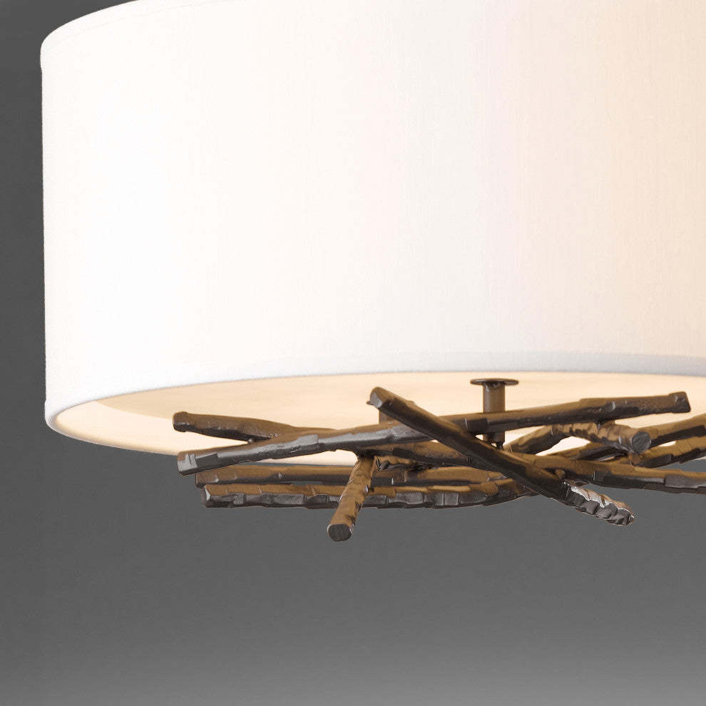 Brindille Semi-Flush, Bronze Finish, Natural Anna Shade