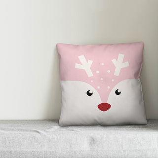 Pink Rudolph 16"x16" Throw Pillow Cover